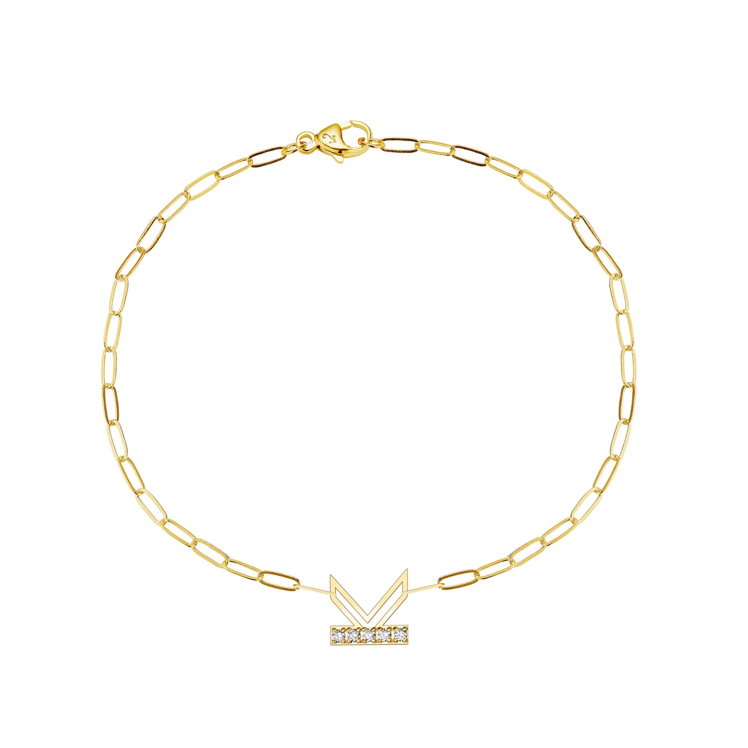"K" Diamond Chain Letter Bracelet