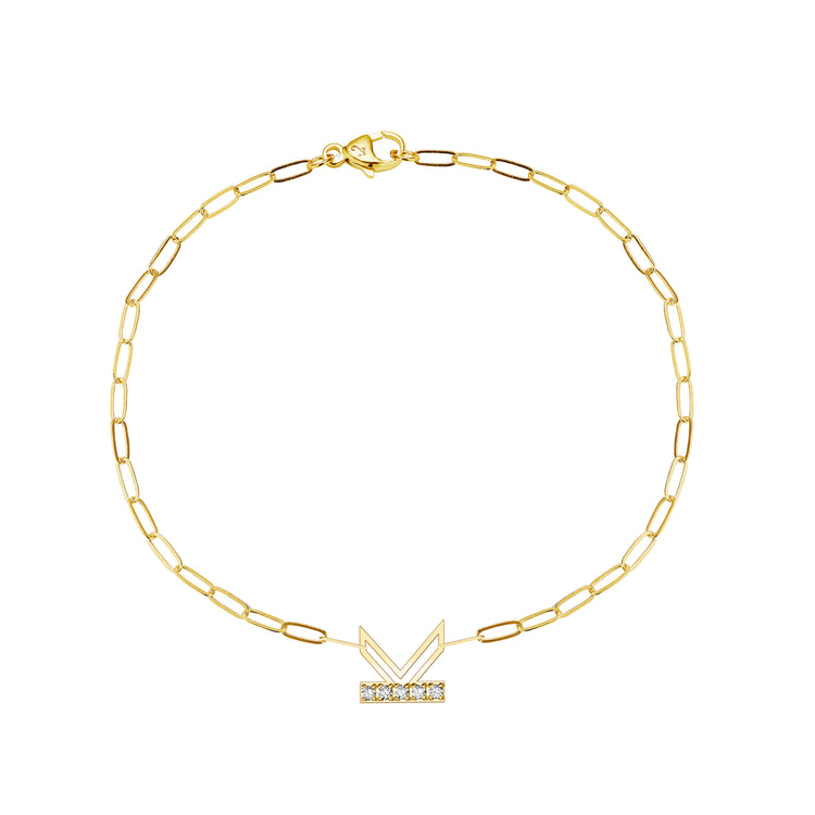 "K" Diamond Chain Letter Bracelet