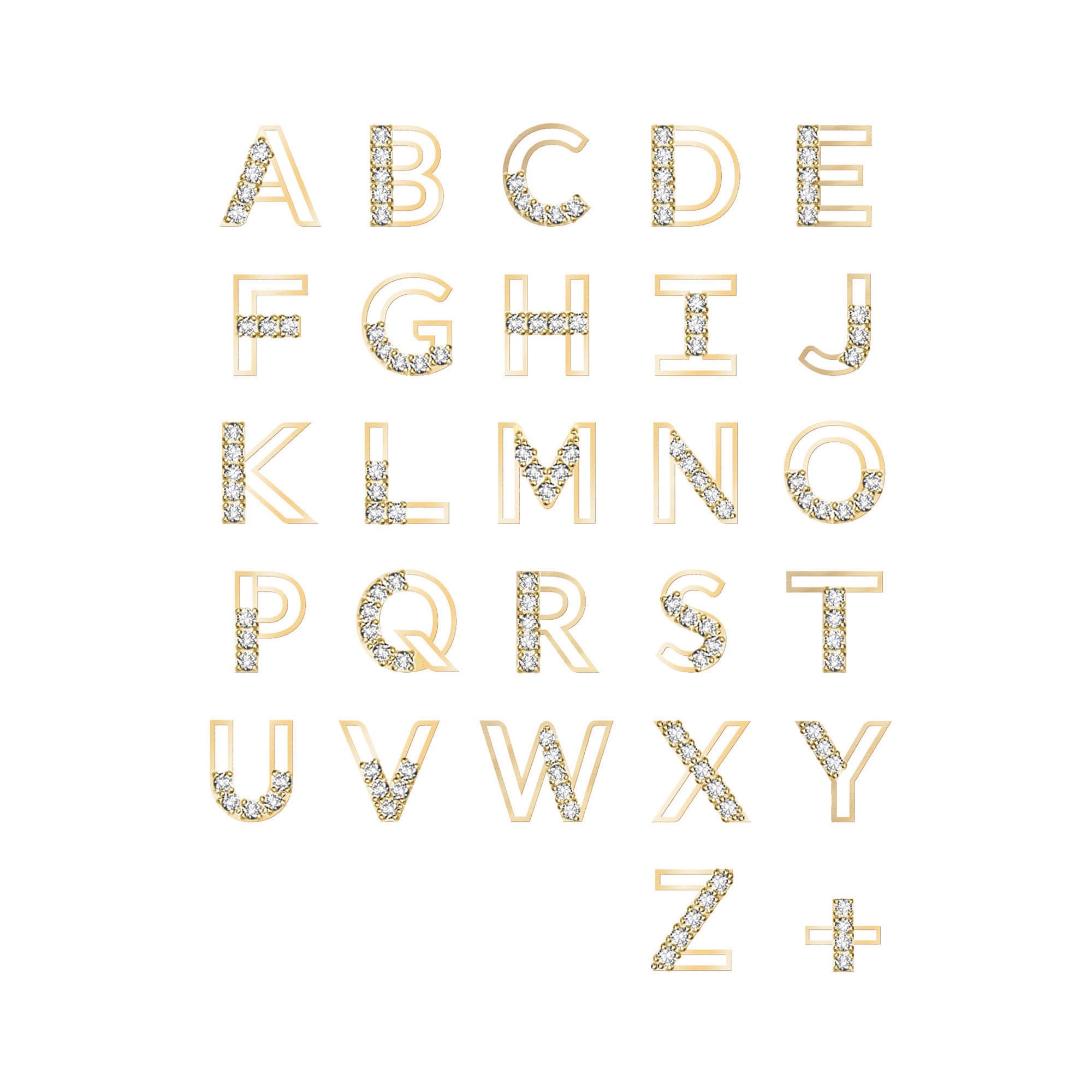 Diamond Chain Letter Corded Gold