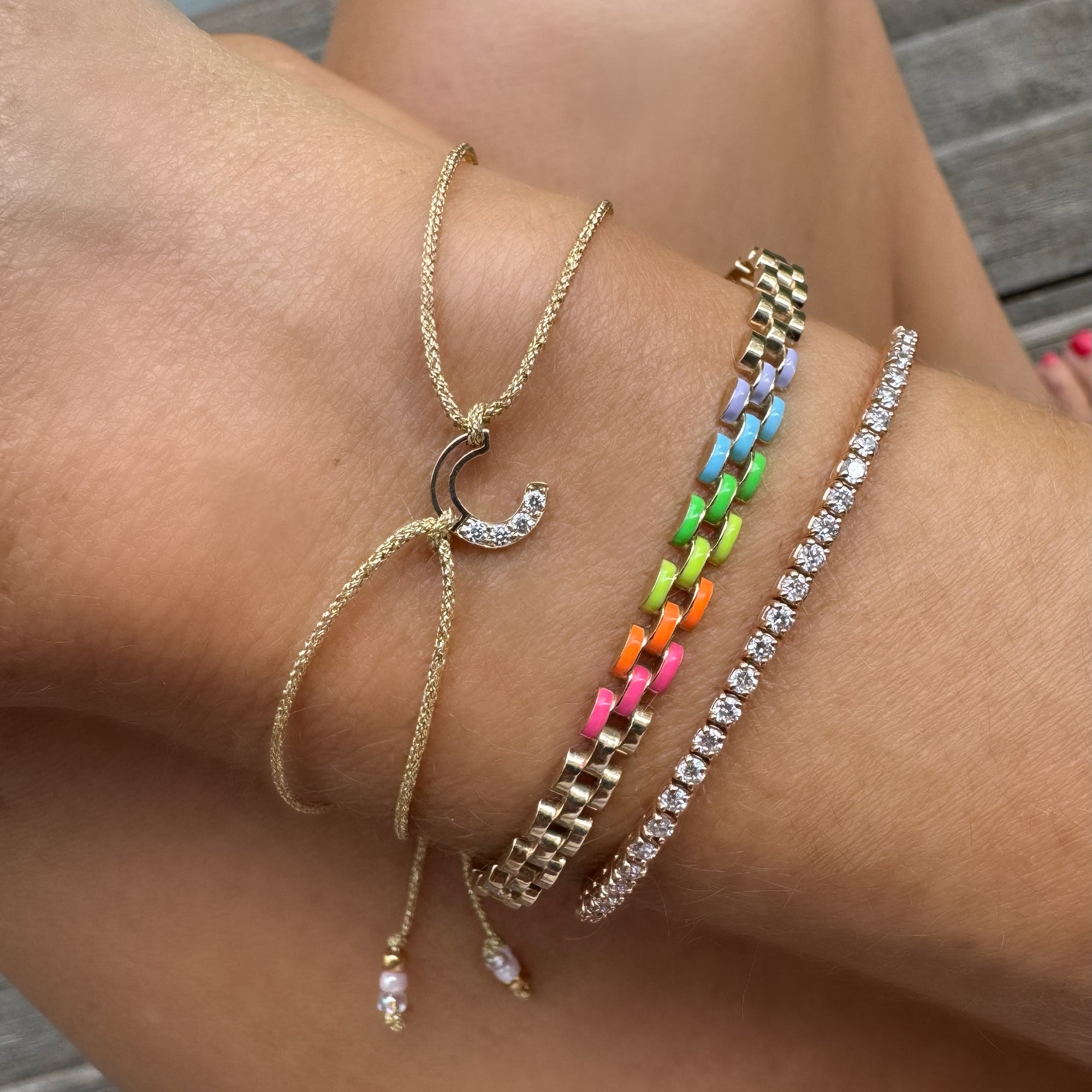 Diamond Chain Letter Corded Gold