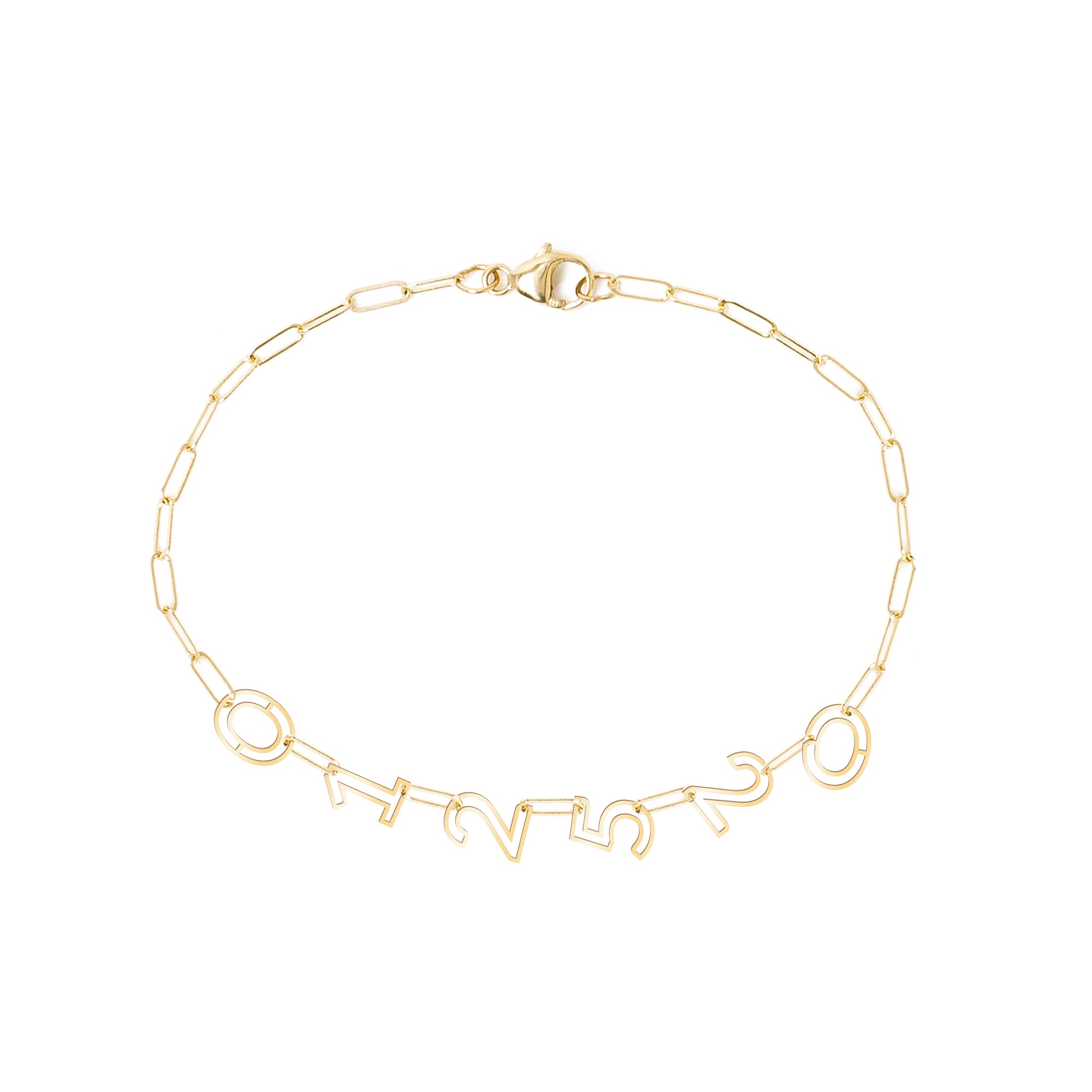 Number Chain Letter Bracelet | K Kane Jewelry 14K Yellow Gold / 3
