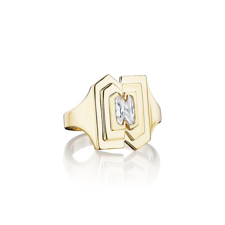 Alphabet Diamond Signet Ring