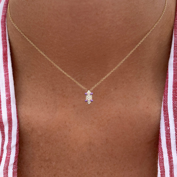 Diamond Brites Marquise Pendant - 14k Yellow Gold w/ Lavender