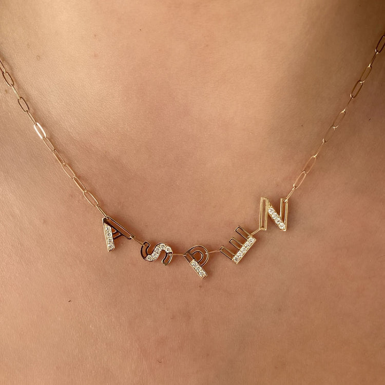 Diamond Chain Letter Necklace