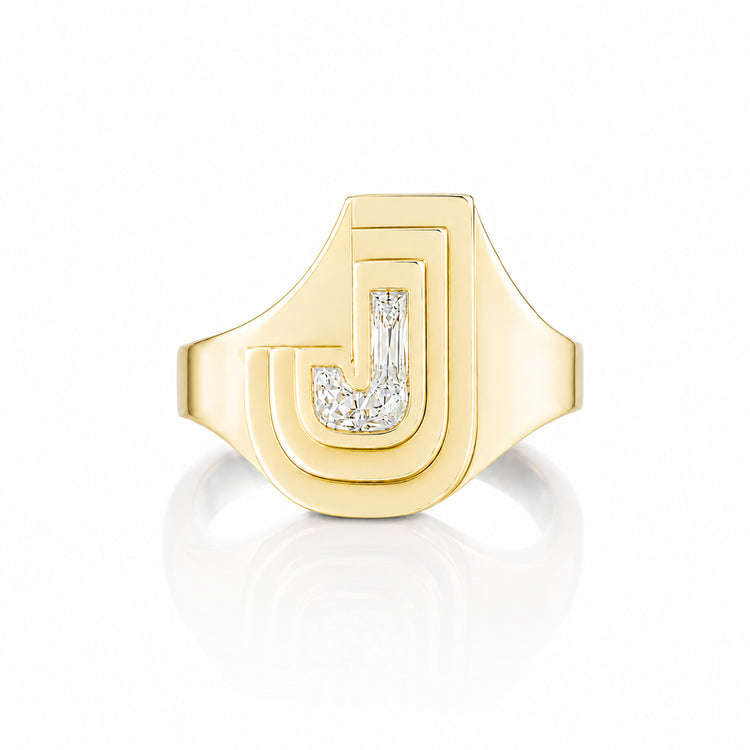 Alphabet Diamond Signet Ring