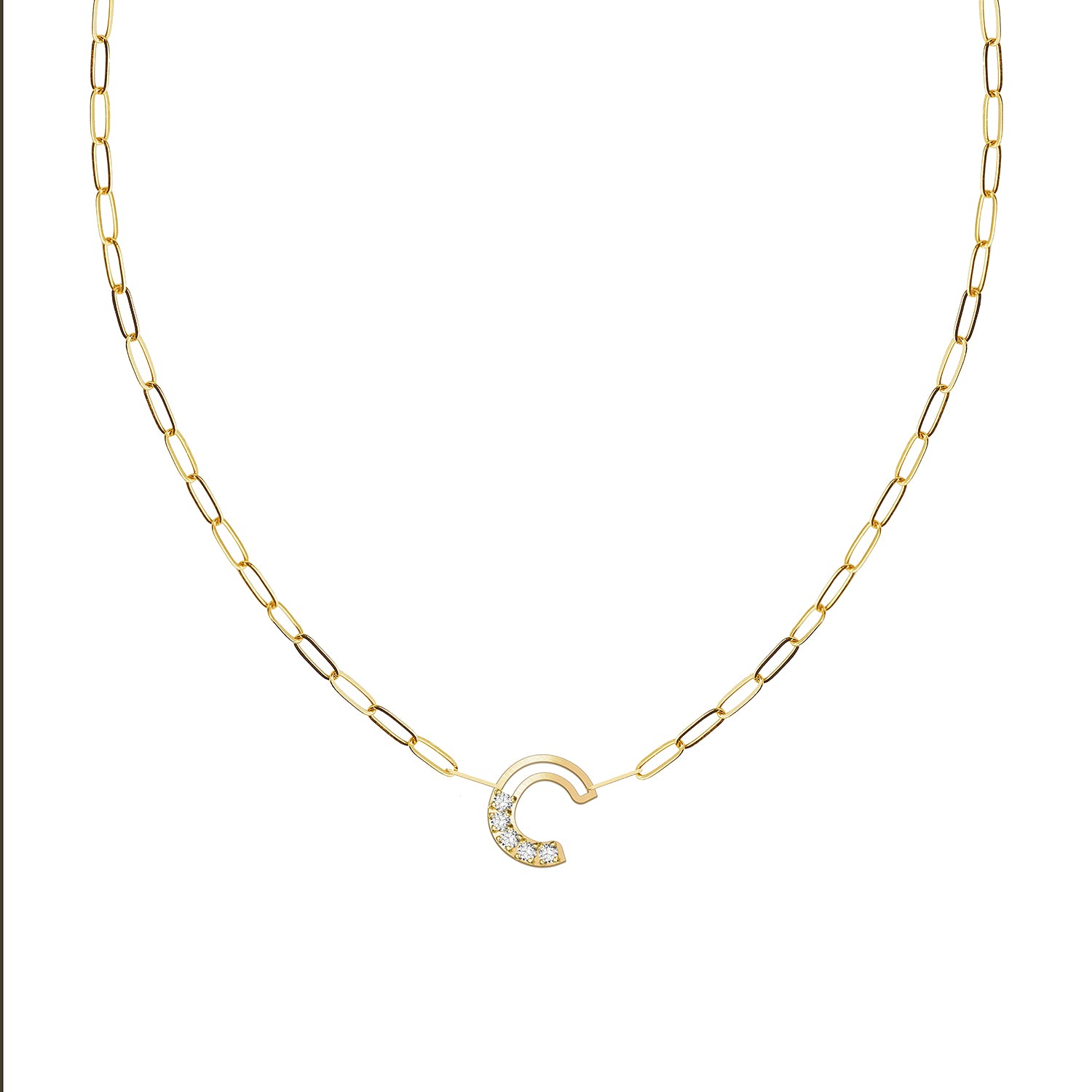 "C" Diamond Chain Letter Necklace