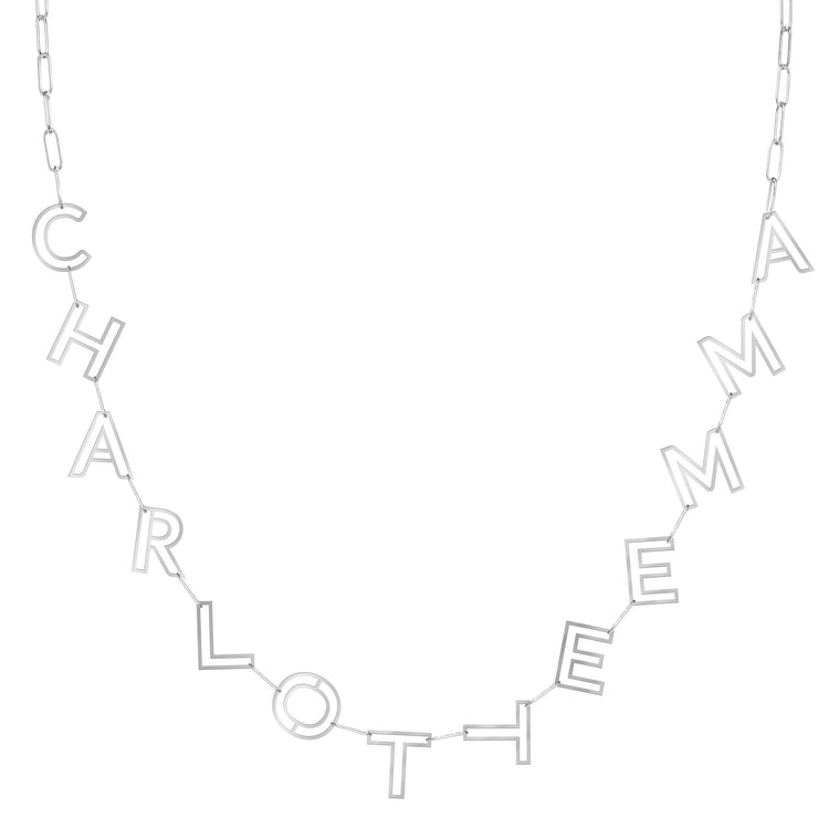 White Gold Chain Letter Necklace