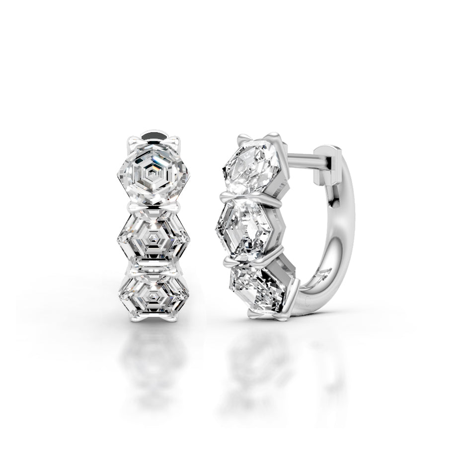 Hexagon Diamond Huggies