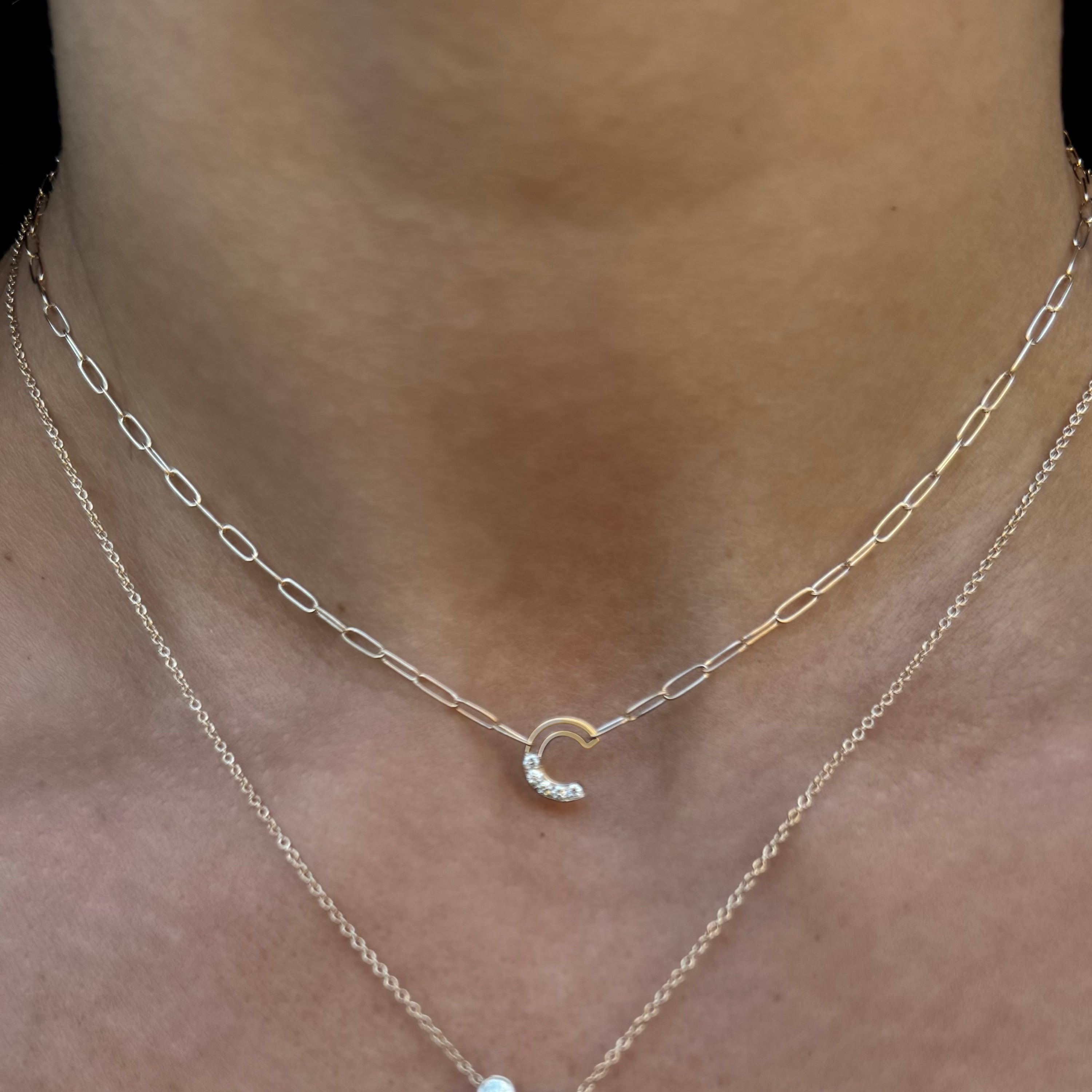 "C" Diamond Chain Letter Necklace