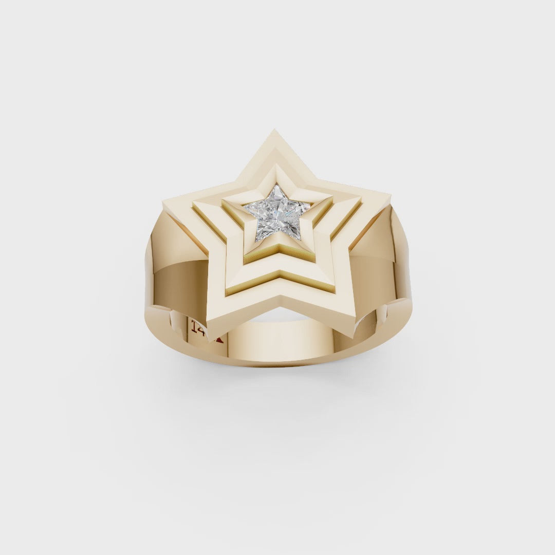 Star Diamond Signet Ring