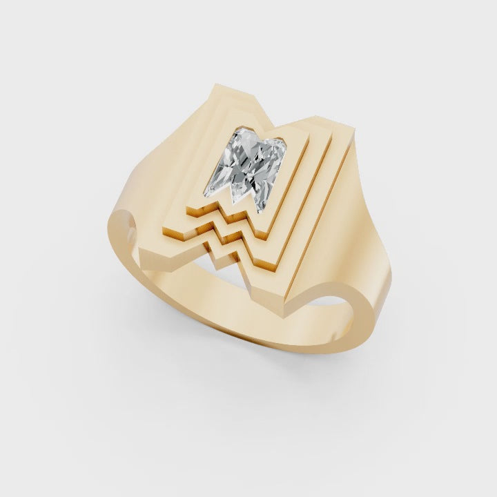 Alphabet Diamond Signet Ring