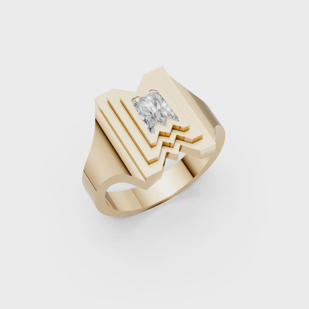 Alphabet Diamond Signet Ring