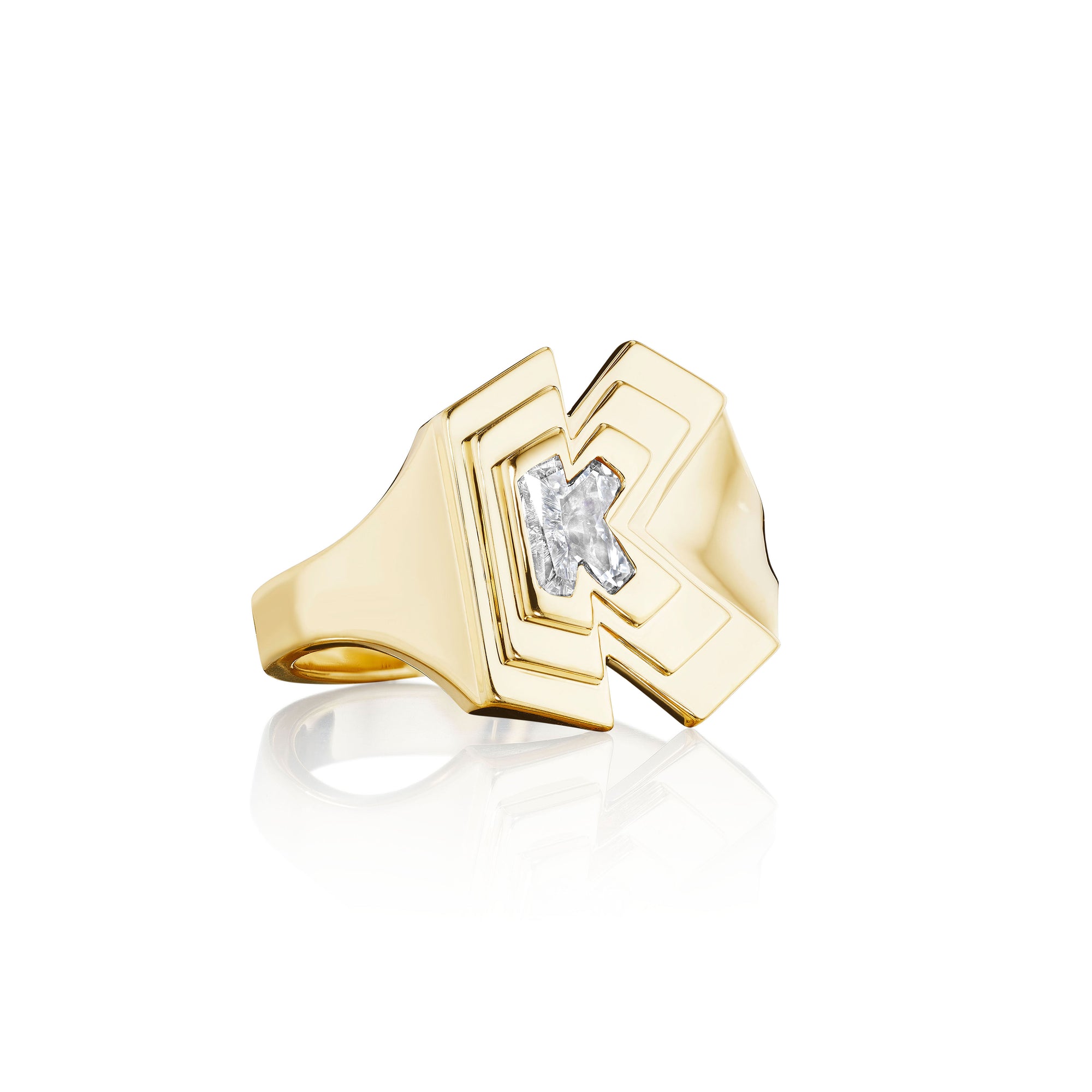 Alphabet Diamond Signet Ring