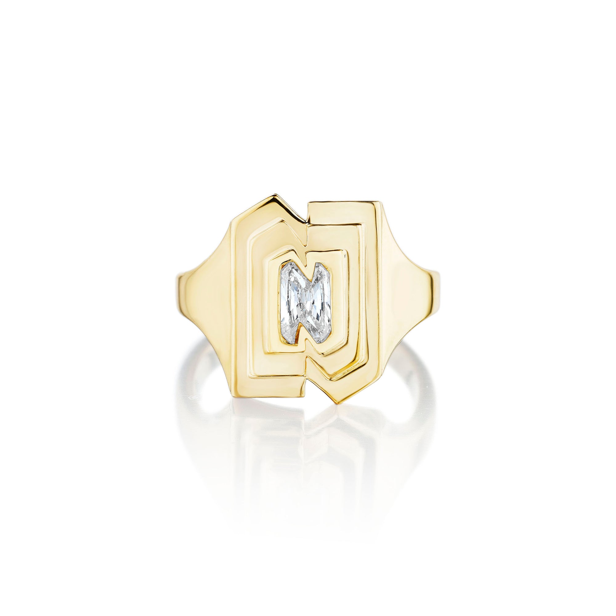 Alphabet Diamond Signet Ring