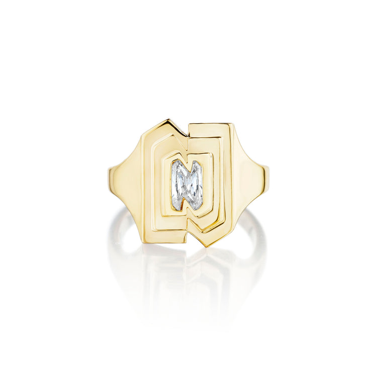 Alphabet Diamond Signet Ring