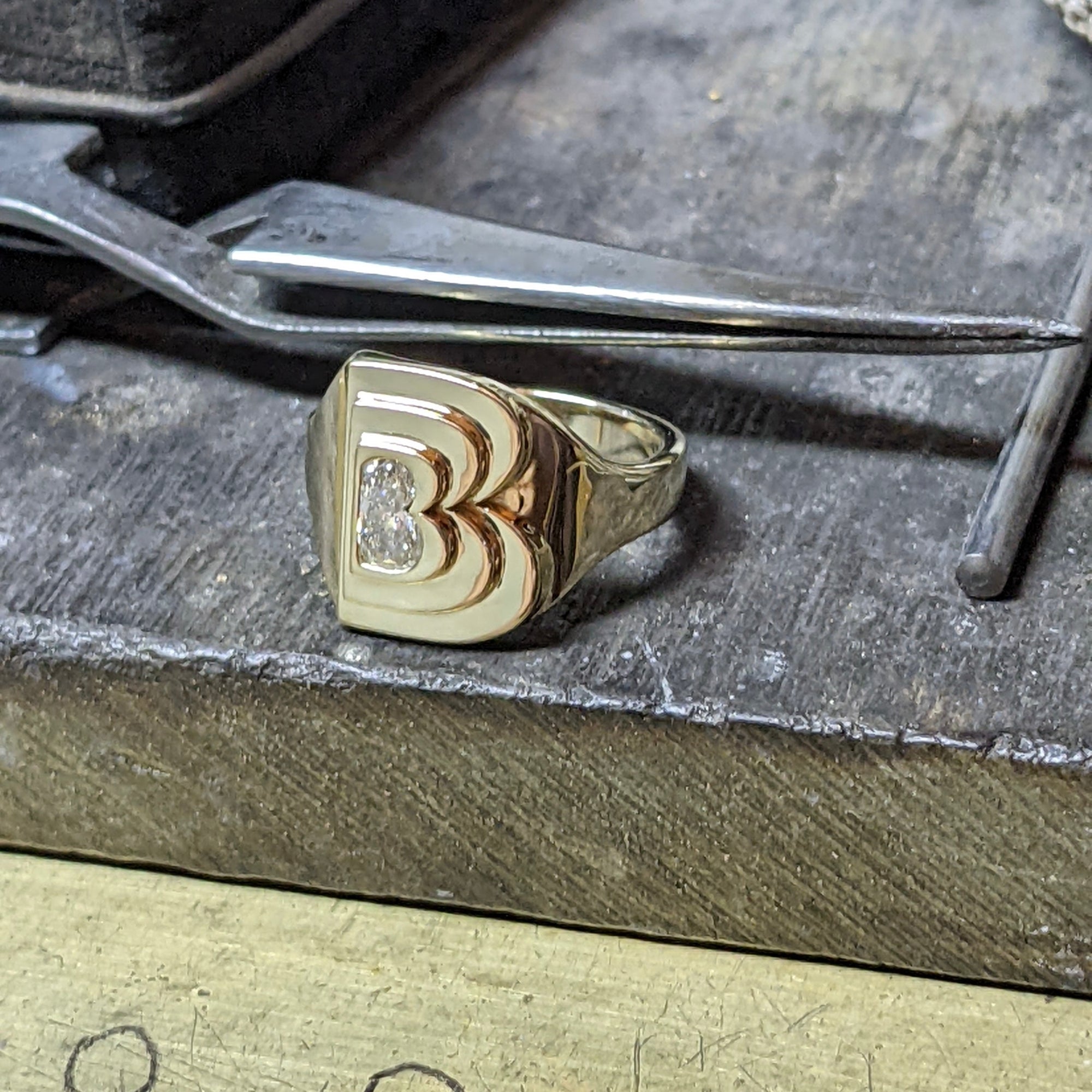 Alphabet Diamond Signet Ring