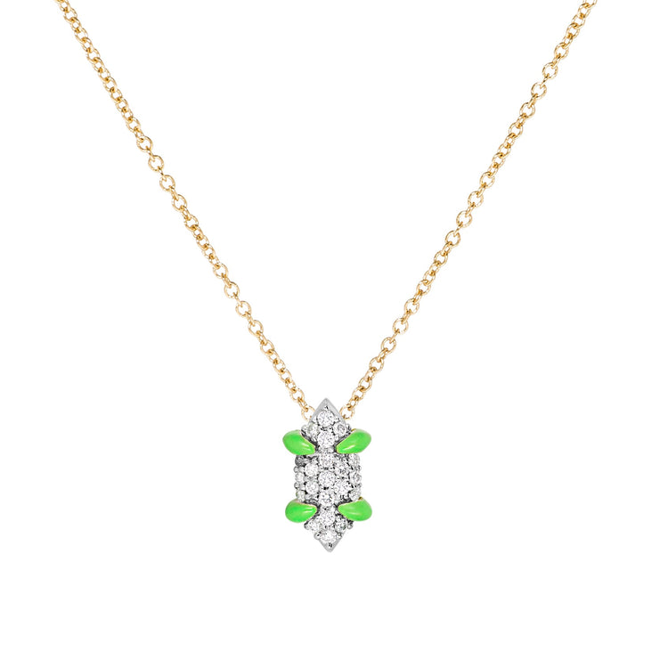 Diamond Brites Marquise Pendant - 14k White Gold w/ Neon Green