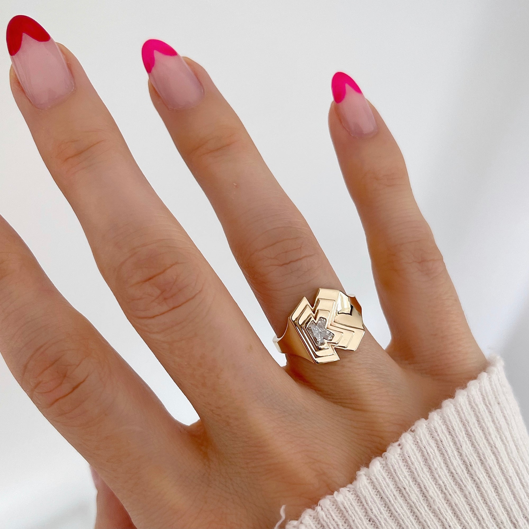 Alphabet Diamond Signet Ring