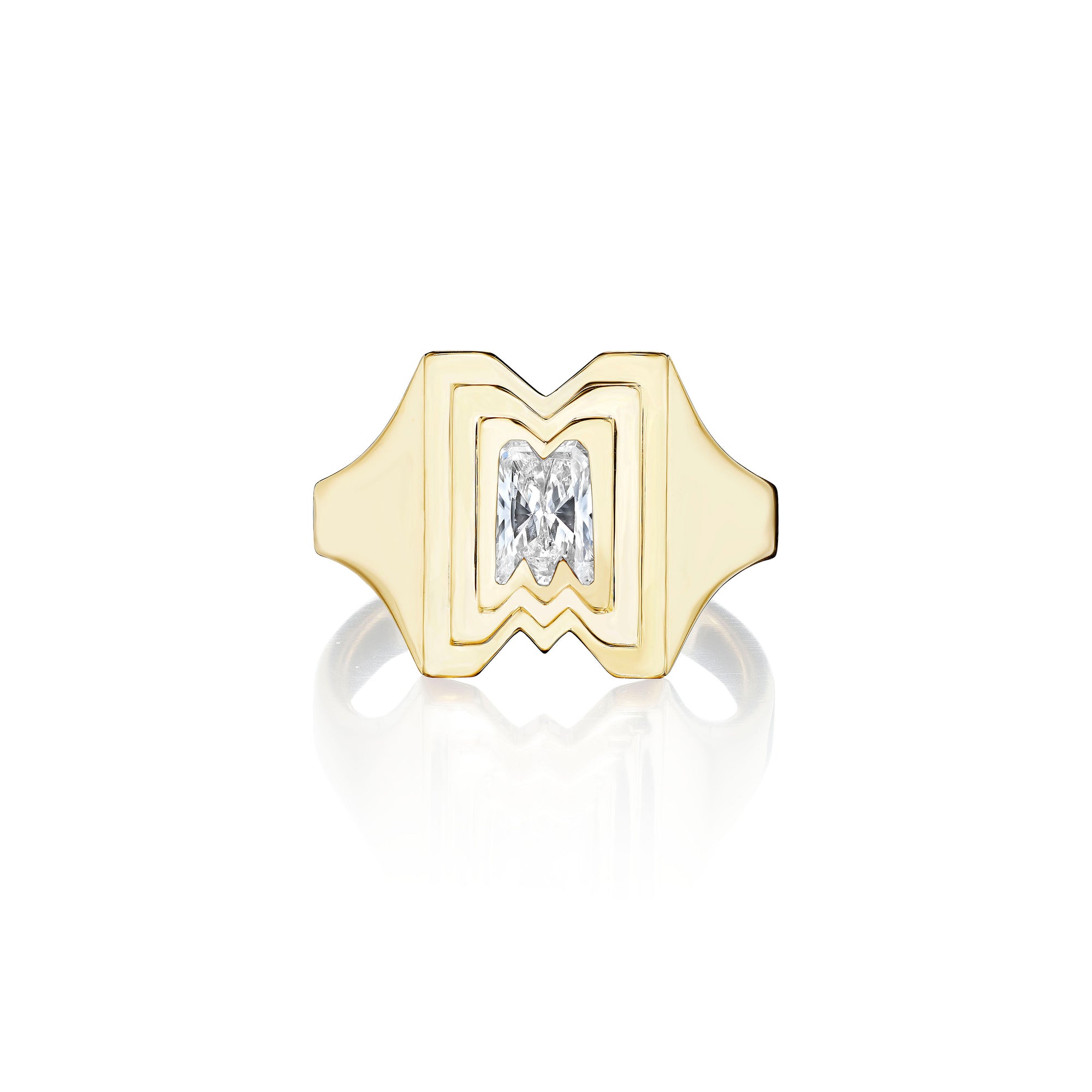 Alphabet Diamond Signet Ring