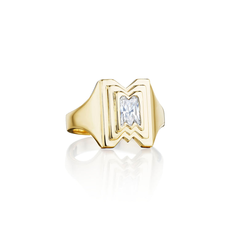 Alphabet Diamond Signet Ring