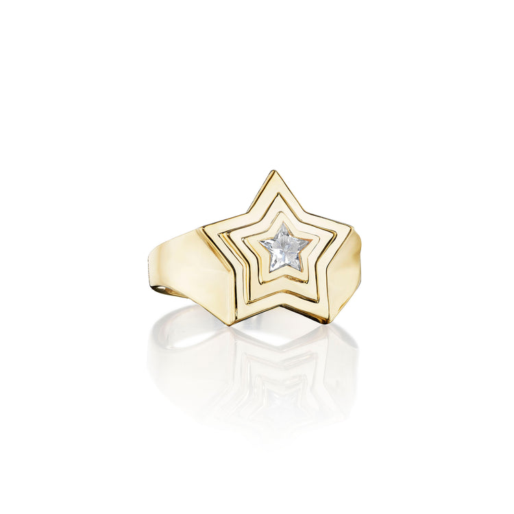 Star Diamond Signet Ring