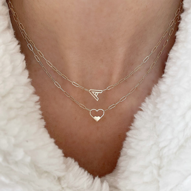 Your Heart in My Heart Chain Letter Necklace