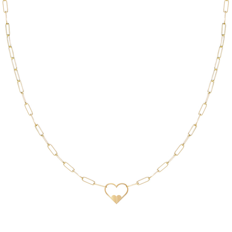 Your Heart in My Heart Chain Letter Necklace